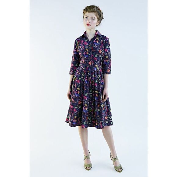 NWOT Mrs. Pomeranz Silk Cotton Blend Darjeeling flower dress Liberty Of London F - Picture 11 of 11